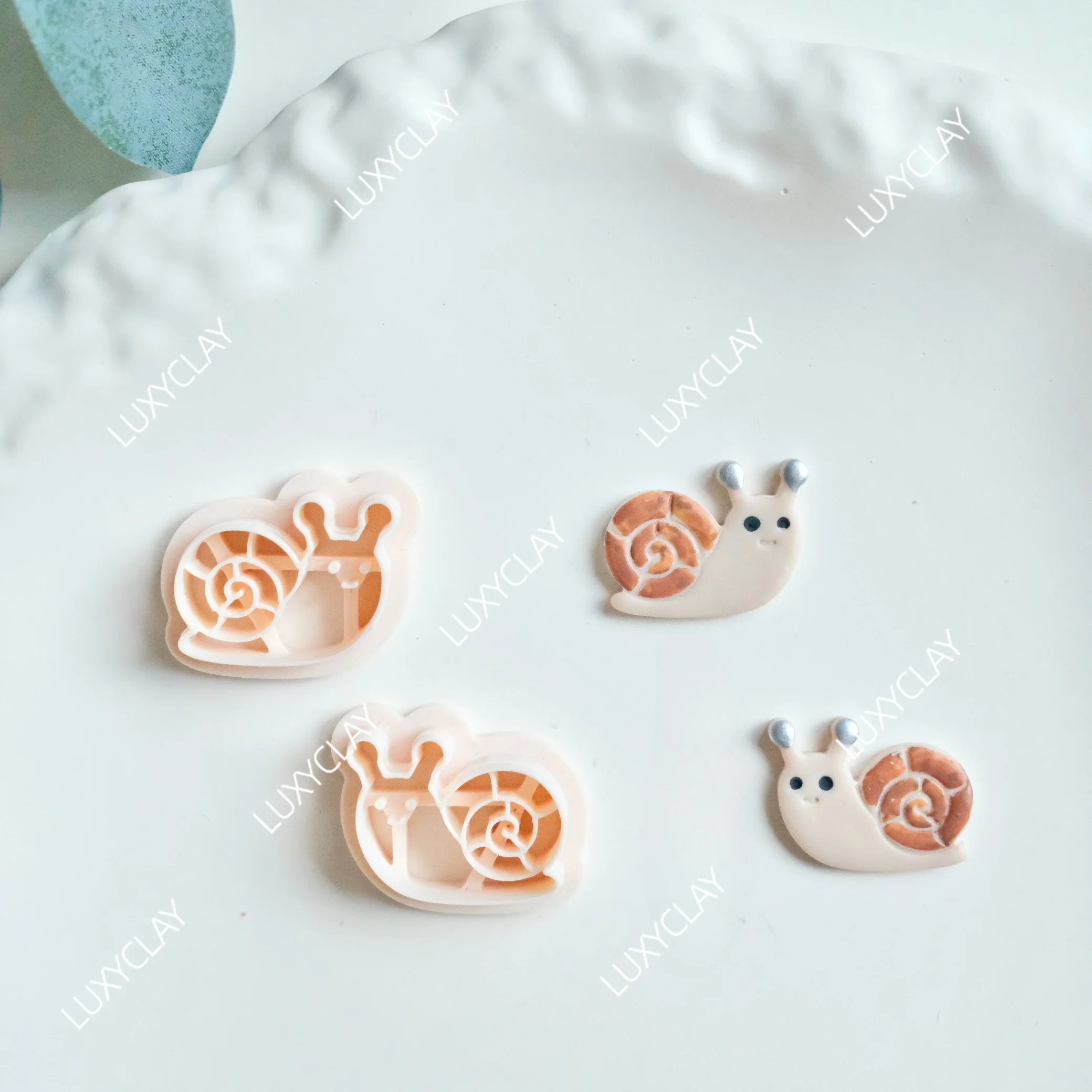 2개/세트 달팽이 모양 폴리머 클레이 몰드, DIY 펜던트 귀걸이 및 쥬얼리 제작을 위한 양각 달팽이 패턴 폴리머 클레이 커터
