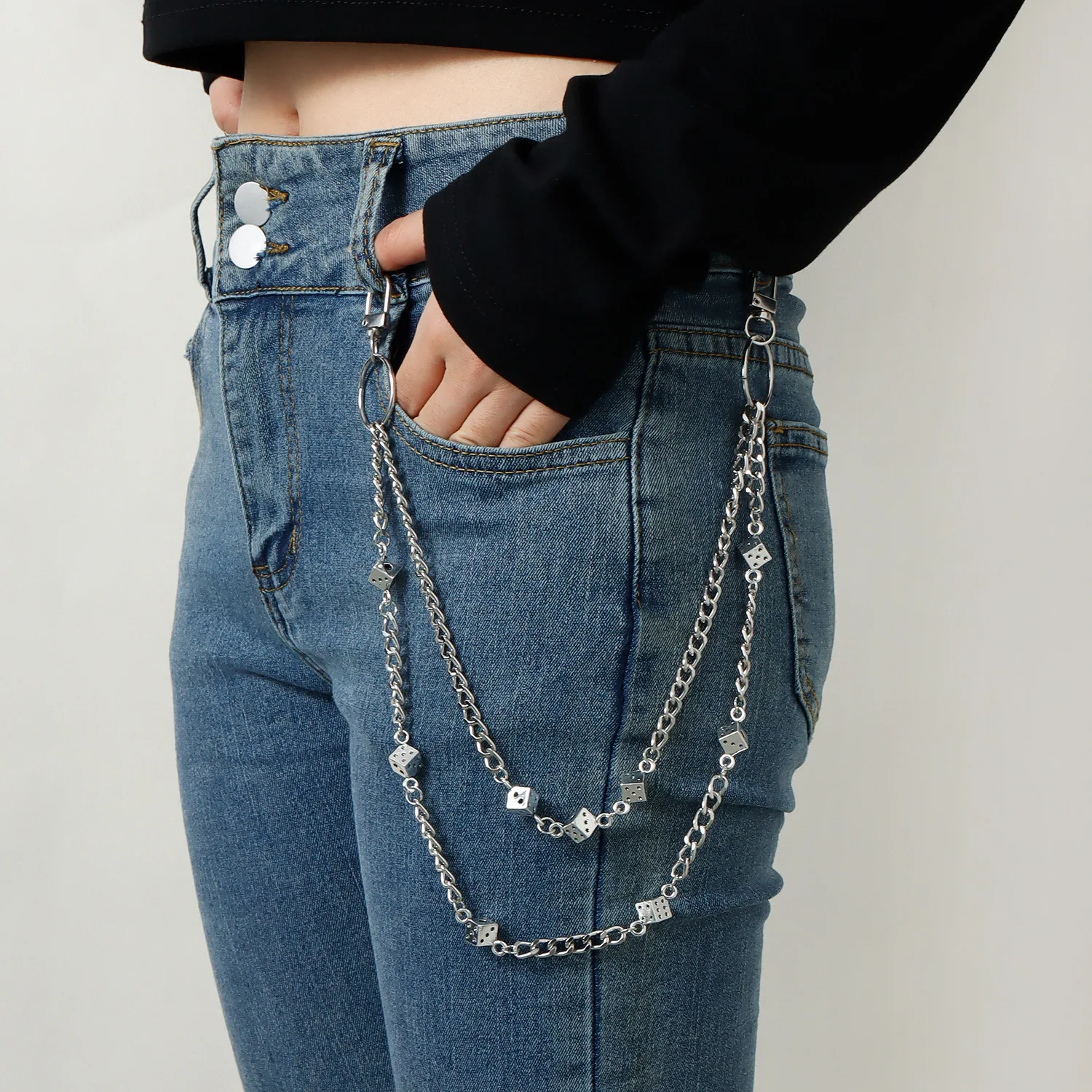 European American Hip Hop Double Layer Punk Fashion Chain Accessory