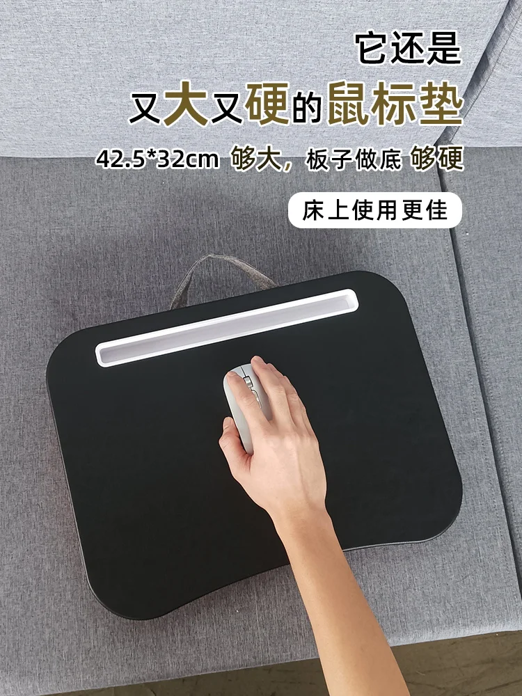 MUMUCC Small Laptop Desk With Cushion, Simple and Portable,Black and Orange,Polystyrene Waist Pillow Table With 30CM ABS Slot 5