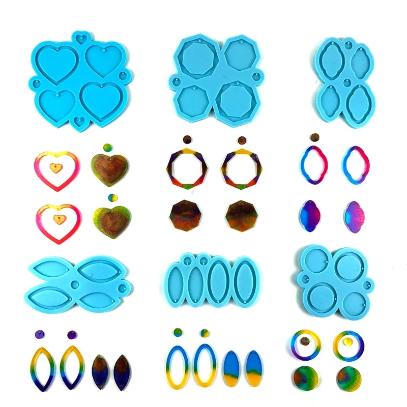 

6 Pcs Earrings DIY Epoxy Silicone Molds for Cake Decoration Easy to Clean