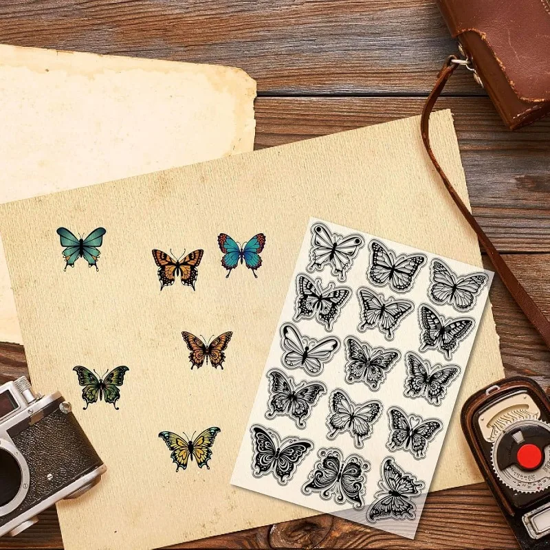 1Sheet Butterfly Rubber Stamp Swallowtail Butterflies Clear Transparent Vintage Silicone Seals Stamp for Journaling Card Making clear stamps clear rubber stamps