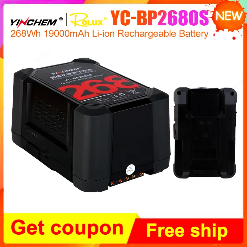 YinChem ROLUX YC-BP2680S 휴대용 리튬 이온 충전식 배터리, 대용량 LCD 화면, D-TAP 출력, USB 인터페이스, 268Wh, 19000mAh