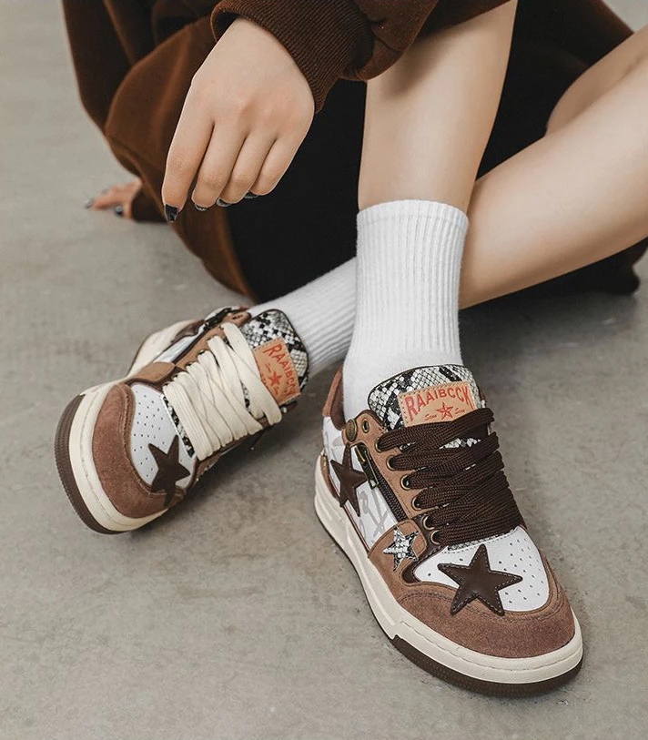 スニーカー StarryClimb Vintage Star Patchwork Skate Shoes StarryClimb Vintage Star Patchwork Skate Shoes 2023 Original