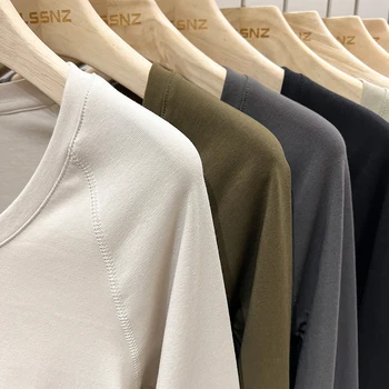 AOSSVIAO 2025 الأساسية الخامس الرقبة سليم تي شيرت مجسم المرأة الصلبة تنوعا الاتجاه كم طويل تيز الخريف الشتاء بسيط قاعدة طبقة القمم 5