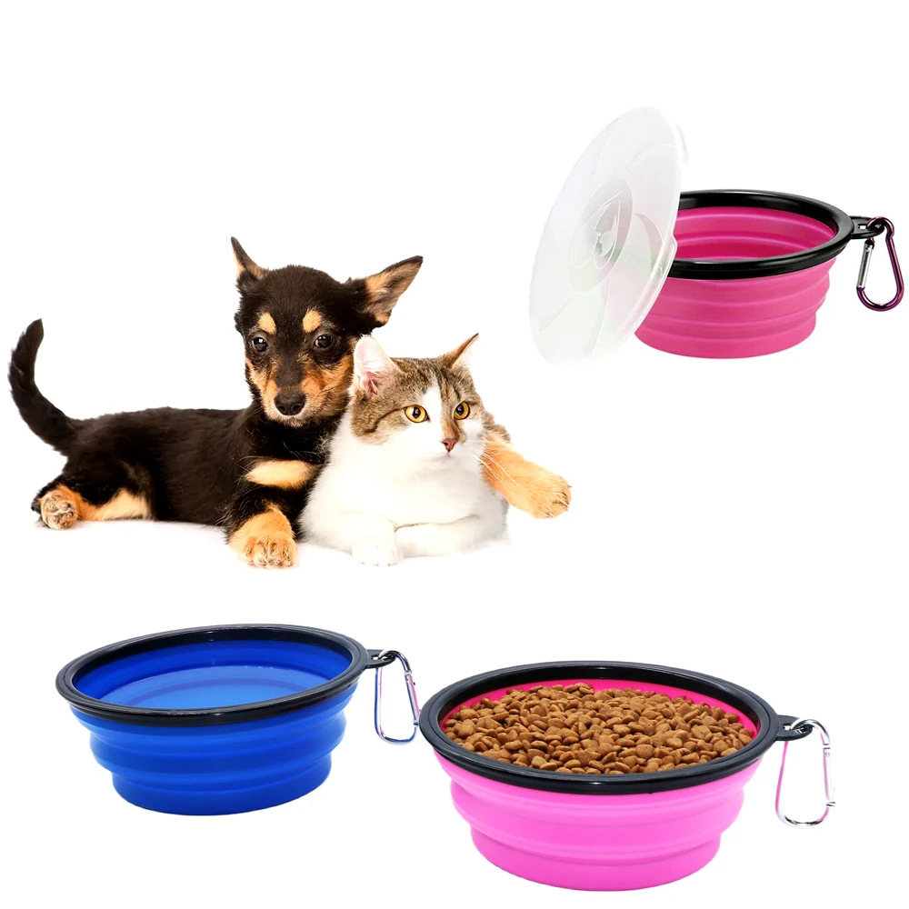 Silicone Collapsible Dog Bowl Outdoor Travel Folding Bowl Cat Food Bowl Portable Dish Puppy
