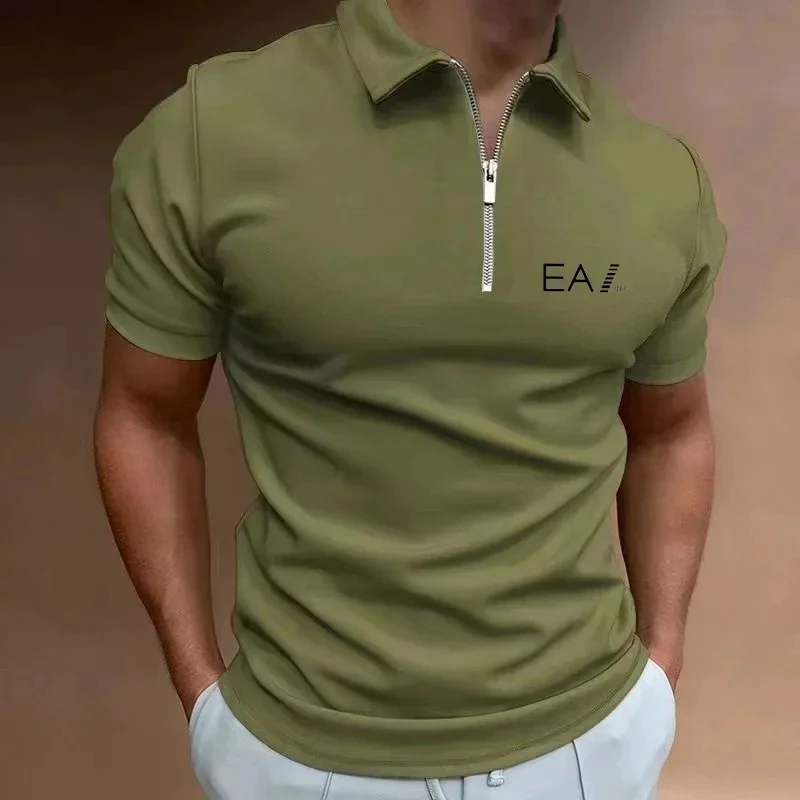 2024 Summer Men's Casual Short-Sleeved Polo Shirt Office Fashion Lapel Collar T-Shirt Men's Breathable Polo Shirt Men's Clothing 3