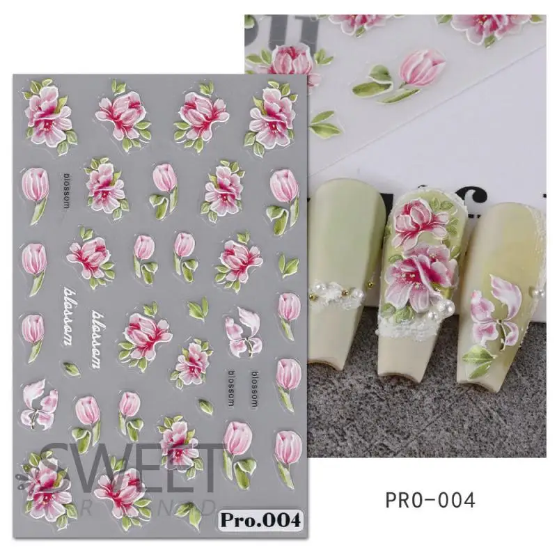 식물 네일 아트 스티커, 다양한 스타일의 꽃 매니큐어 도구, 조작하기 쉬움, 다채로운 네일 아트 스티커, 2 개, 3 개