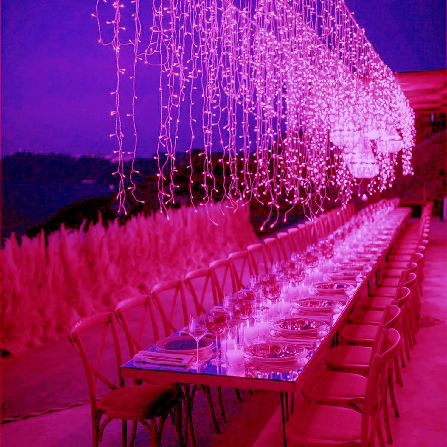 thumbnail image 4 of Luces navideñas de color rosa con forma de carámbano, guirnalda de luces LED de 5 m x 0,5/0,6/0,7 m, enchufe europeo, cortina para ventanas de 3 m x 3 m, mando a distancia para Año Nuevo, 4 of 5