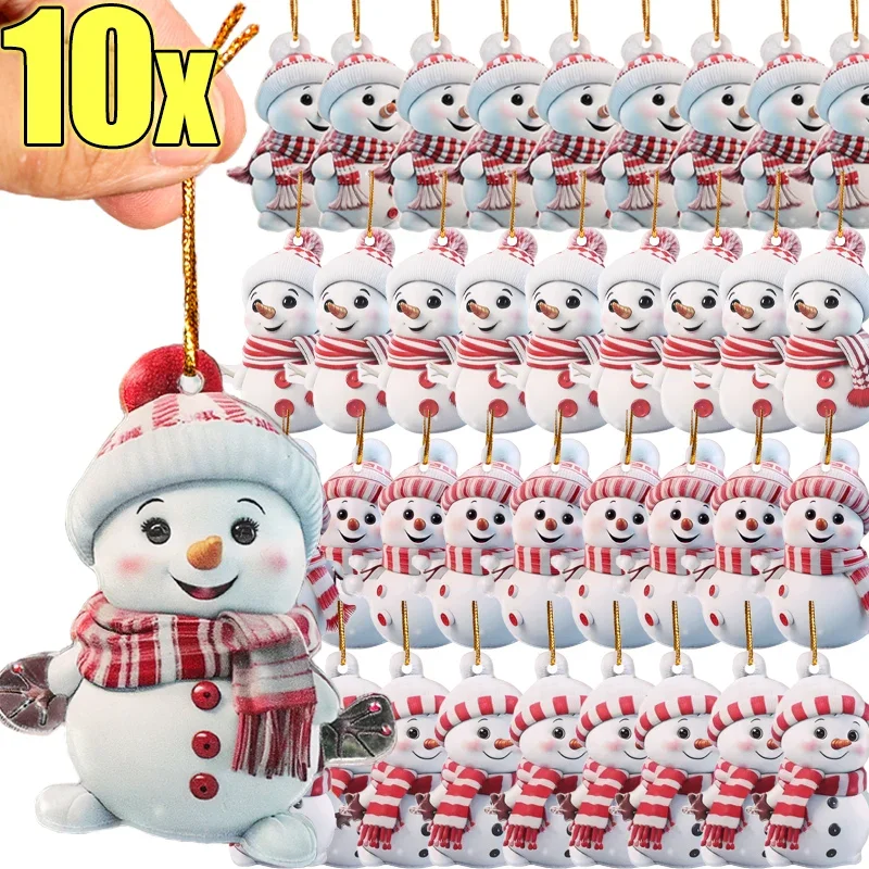 Set of Christmas Snowman Acrylic Pendants - Festive Tree and Car Decorations, Holiday Hanging Ornaments, Perfect