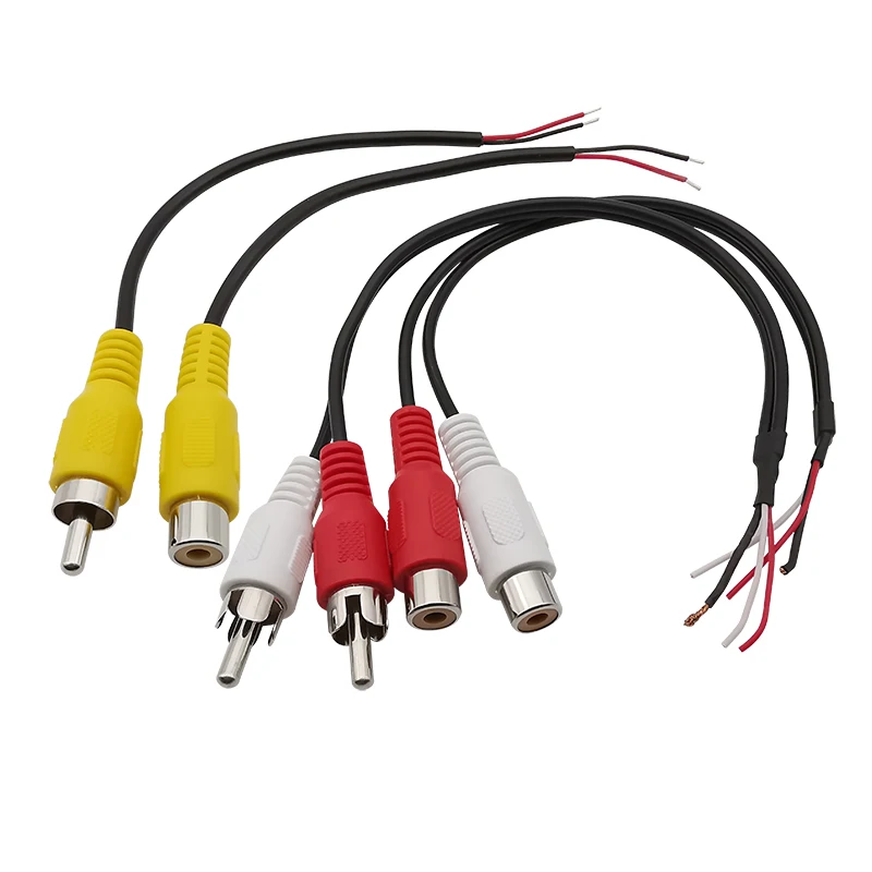 RCA-Stecker/RCA-Buchse auf blanken Draht, offenes Ende, Audio-Video-Kamera-Kabel, Verlängerung, Löten, DIY-Kabelanschluss