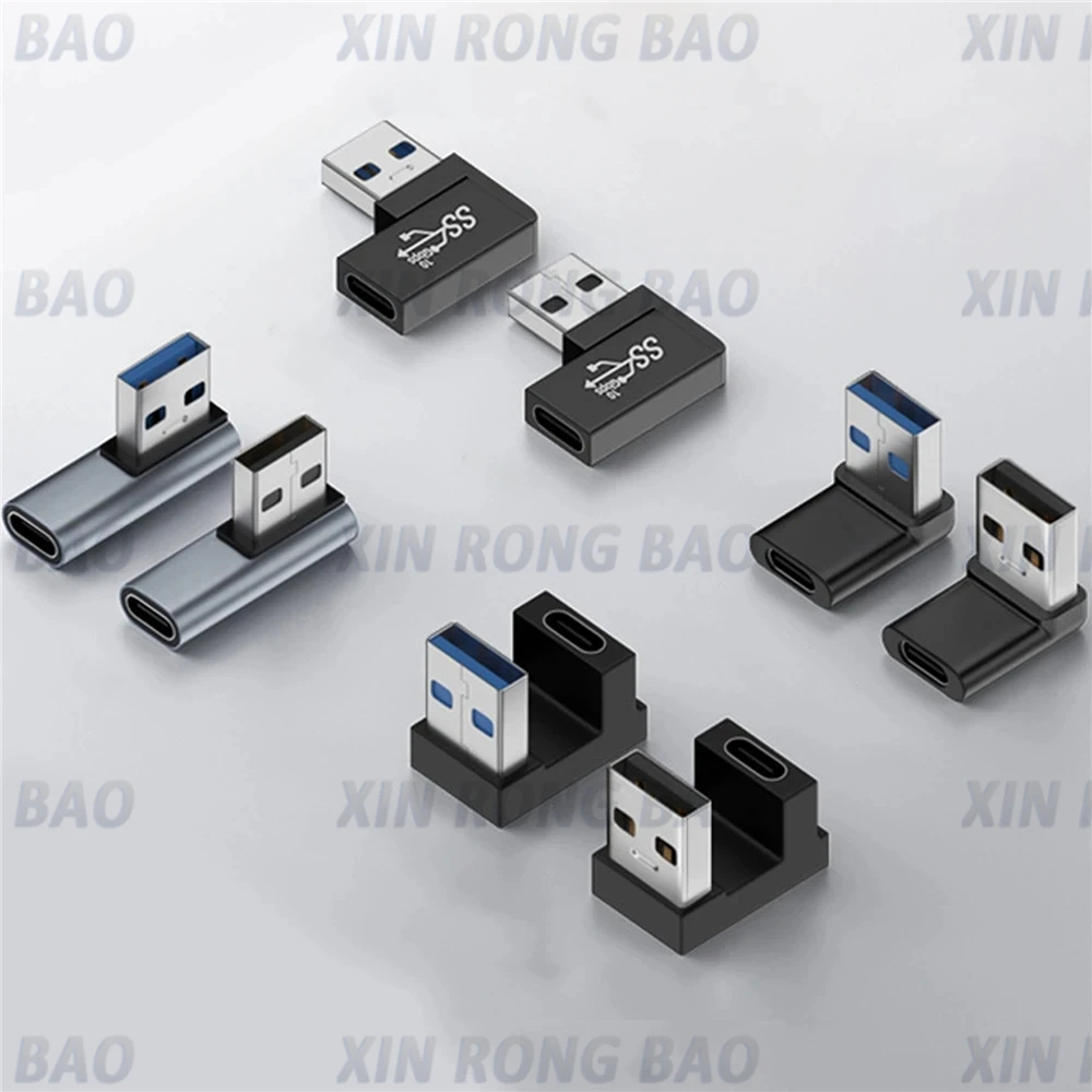 10Gbps Usb C To Type-C Adapter Fast Charging Usb Right/Left Angle Up/ Down Bend USB 3.0 Multiple conversions Connector U-shaped