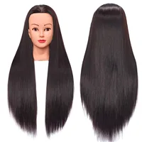 Tête de formation synthétique cheveux longs pour tresse coiffure avec pince support de perruque tête de poupée pour coiffures tête de Mannequin 2