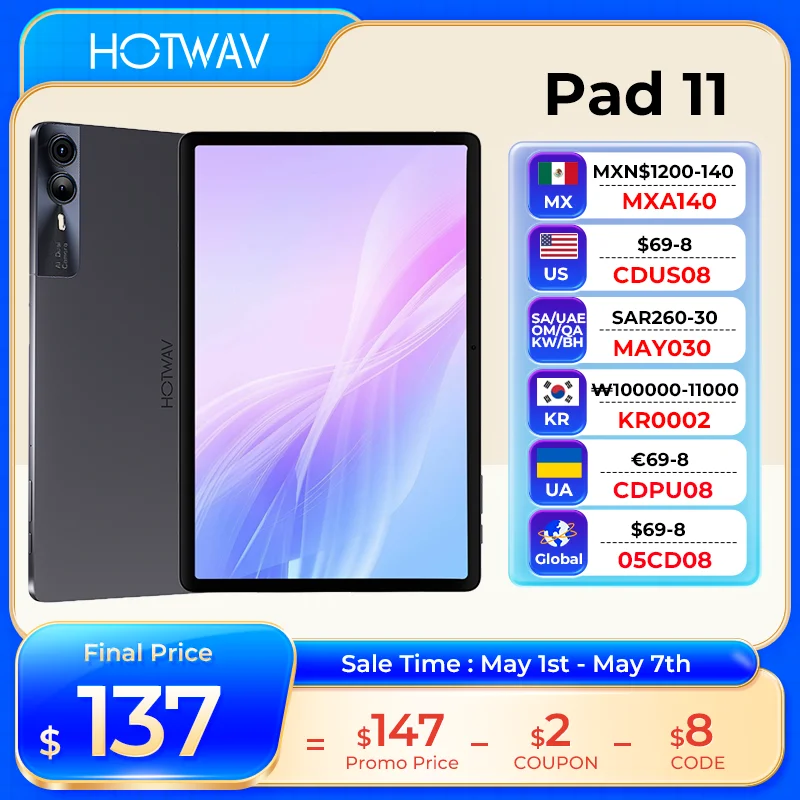 HOTWAV 패드 11 태블릿 키보드 포함, 11 인치, 2K, 8000mAh, 12(6 + 6)GB, 256GB, 와이드바인 L1, 안드로이드 13, 로우 블루 라이트, 쿼드 라우드 스피커