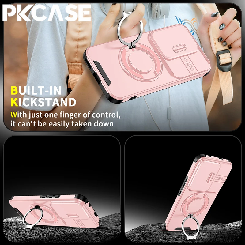 Enhanced Slide Push Window Phone Case with Bracket Cover