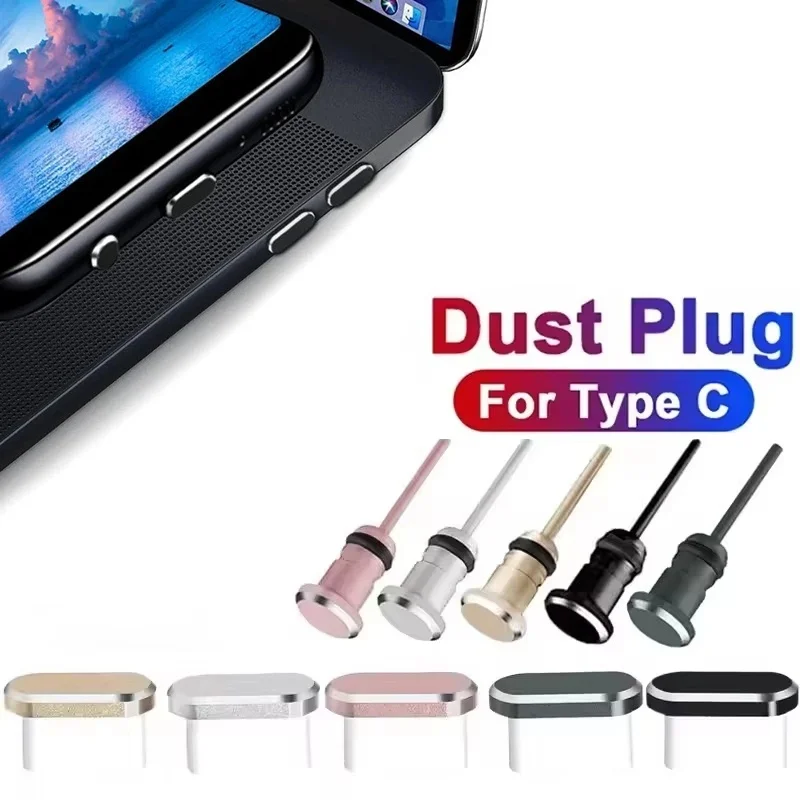 Protector de Conector USB Tipo C Metálico Contra el Polvo con Protector de Auriculares de 3.5mm para iPhone, Xiaomi, Huawei, Universal Tipo-C