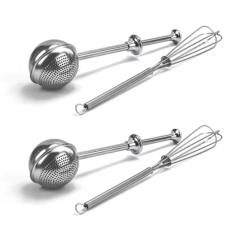 Powdered Sugar Shaker Duster With Lid Sugar Flour Sifter Mini Whisk For