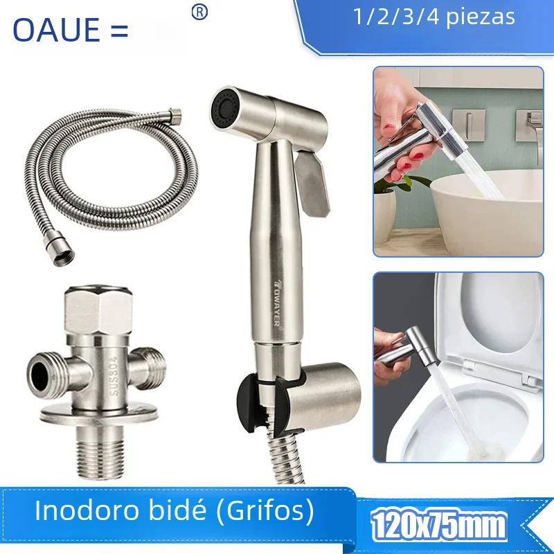 Grifos de bidé de acero inoxidable de mano, pistola de agua cepillada para baño, rociadores de ducha, herramientas de limpieza