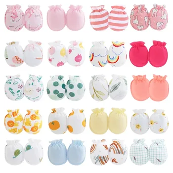 6 Pairs Newborn Anti-Scratching Face Gloves Infant Gloves Solid Color Gloves Elastic Reinforced 0-1 Years Old For Sleep
