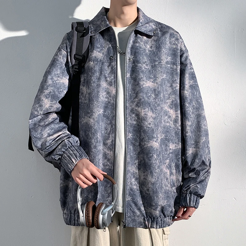 Fashionable Full-Zip Turn Down Collar Clothing Sporty Jacket Men's Coat Student Coat Streetwear