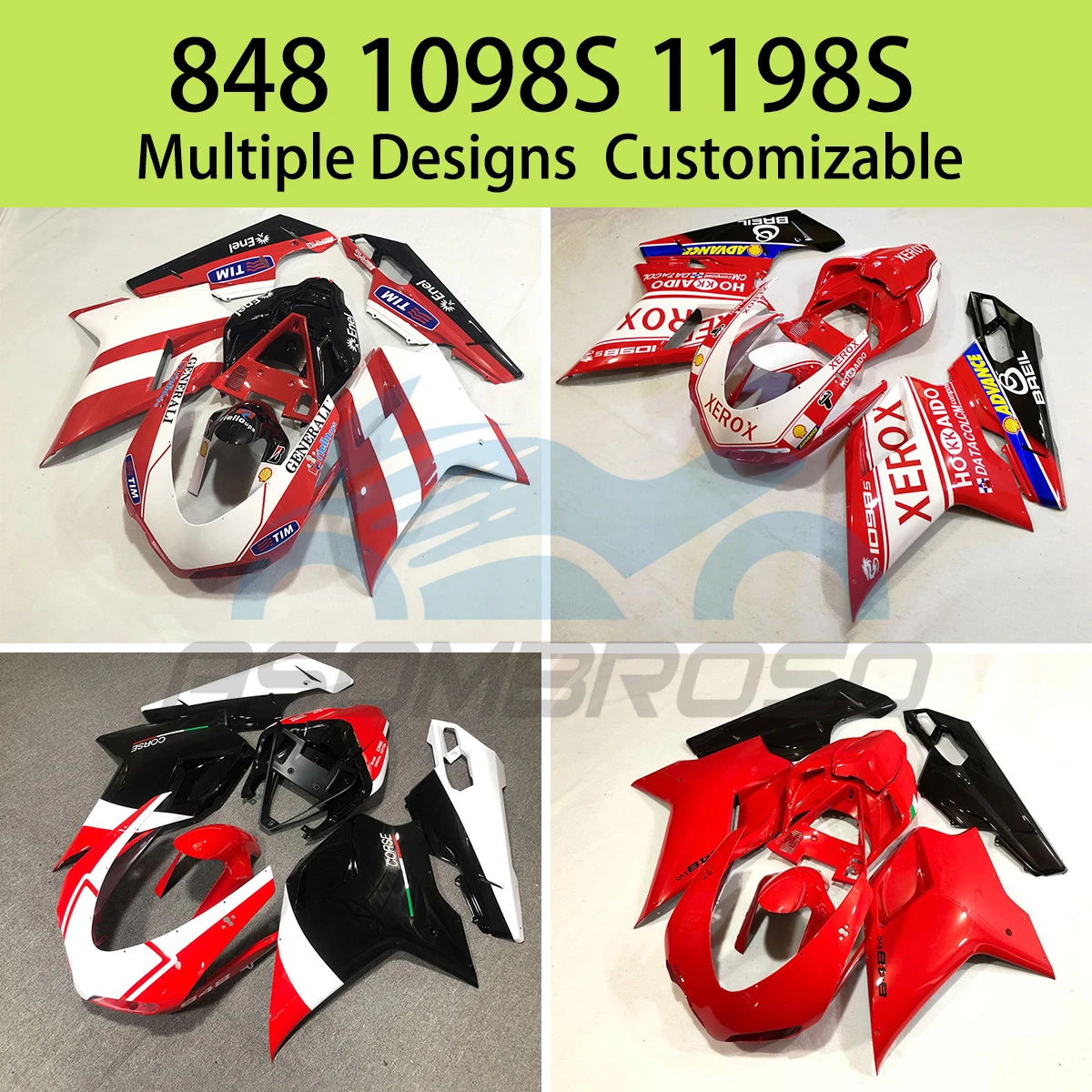 

High Quality Fairings for Ducati 848 1098 1198 1098s 1198s Free Custom Prime ABS Fairing Kit Injection Bodywork Set Motorcycle