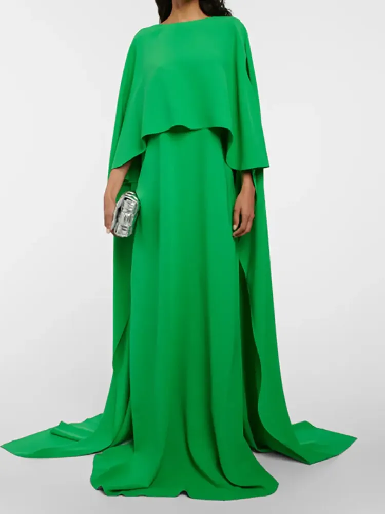 

Vintage Long Green Crepe Prom Dresses A-Line Pleated Backless Evening Dresses robe de soirée de mariage فساتين السهرة