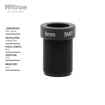 Witrue HD CCTV 카메라 렌즈 5.0 메가 픽셀 6mm M12 마운트 F2.0 고정 조리개 형식 1/2.5 