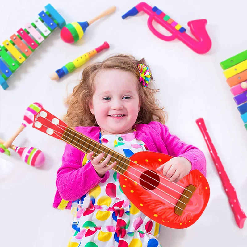 Plastic Ukulele Mini Simulation Fruit Style Stringed Instruments Beginners Children Toys Lovely Cartoon Enlightenment Puzzle TMZ ukulele set