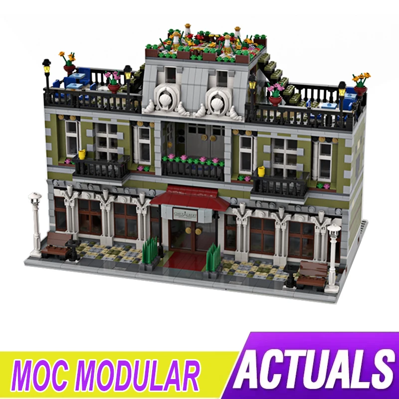 Nuovo Moc-121313 Parisian Garden Hotel Compatibile 10243 Modulare Buidling Blocks Mattoni Puzzle Educativi Giocattoli Regali Di Compleanno