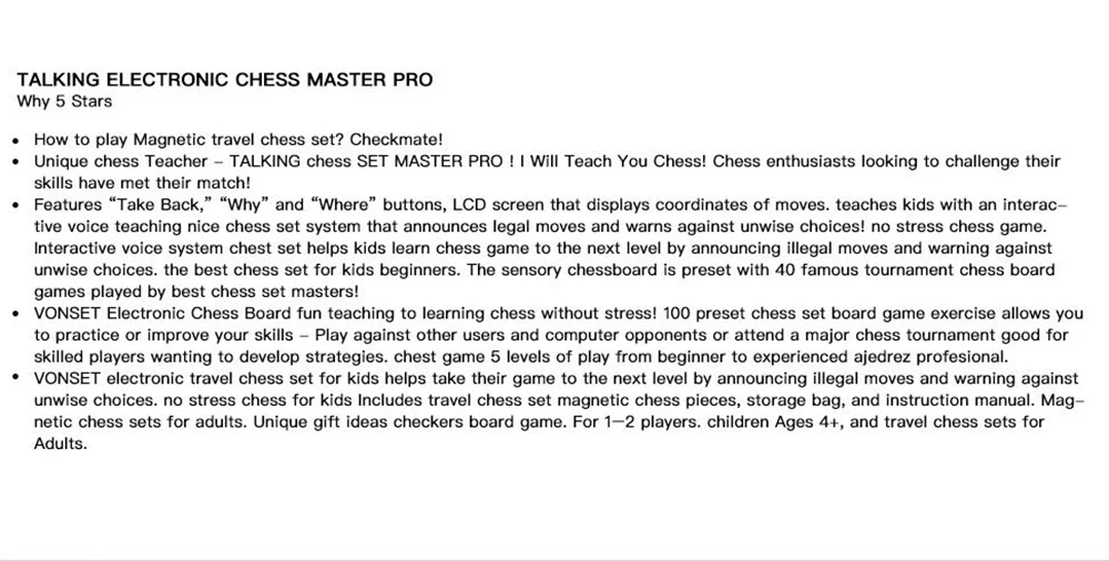 Talking Electronic Chess Master Pro
