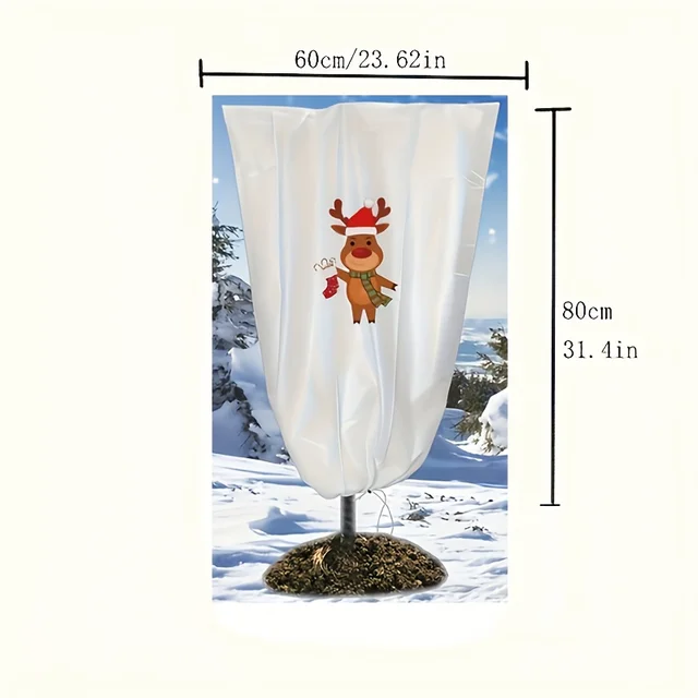 1pc Heavy Duty Winter Frost Cloth Plant Cover - Drawstring Design for Outdoor Shrubs, Fruit Trees,Ideal for Christmas Gardening 3