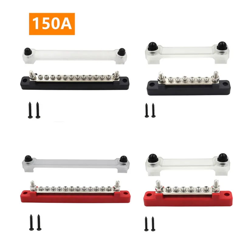 6/12 Terminal Bus Bar Con Coperchio Trasparente 150A Power Distribution Bus Bar Box Per Auto Boat Marine Caravan Rv Terminal Block