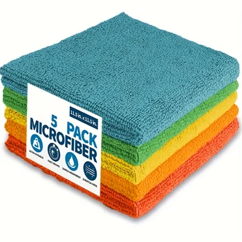 Set di panni per pulizia in microfibra da 5 pezzi/10 pezzi per superfici multiple, ideali per asciugamani super assorbenti da bagno, cucina, patio 1