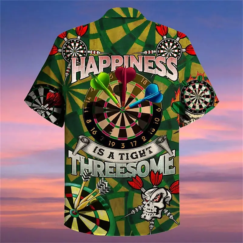 Casual Short Sleeved Shirt Short Sleeved Shirt Hawaiian Shirt Hawaii Men's Shirt 3D Dart Club Print Short Sleeve Cuban Shirt Vacation Party Wear Vintage Streetwear Casual Clothing