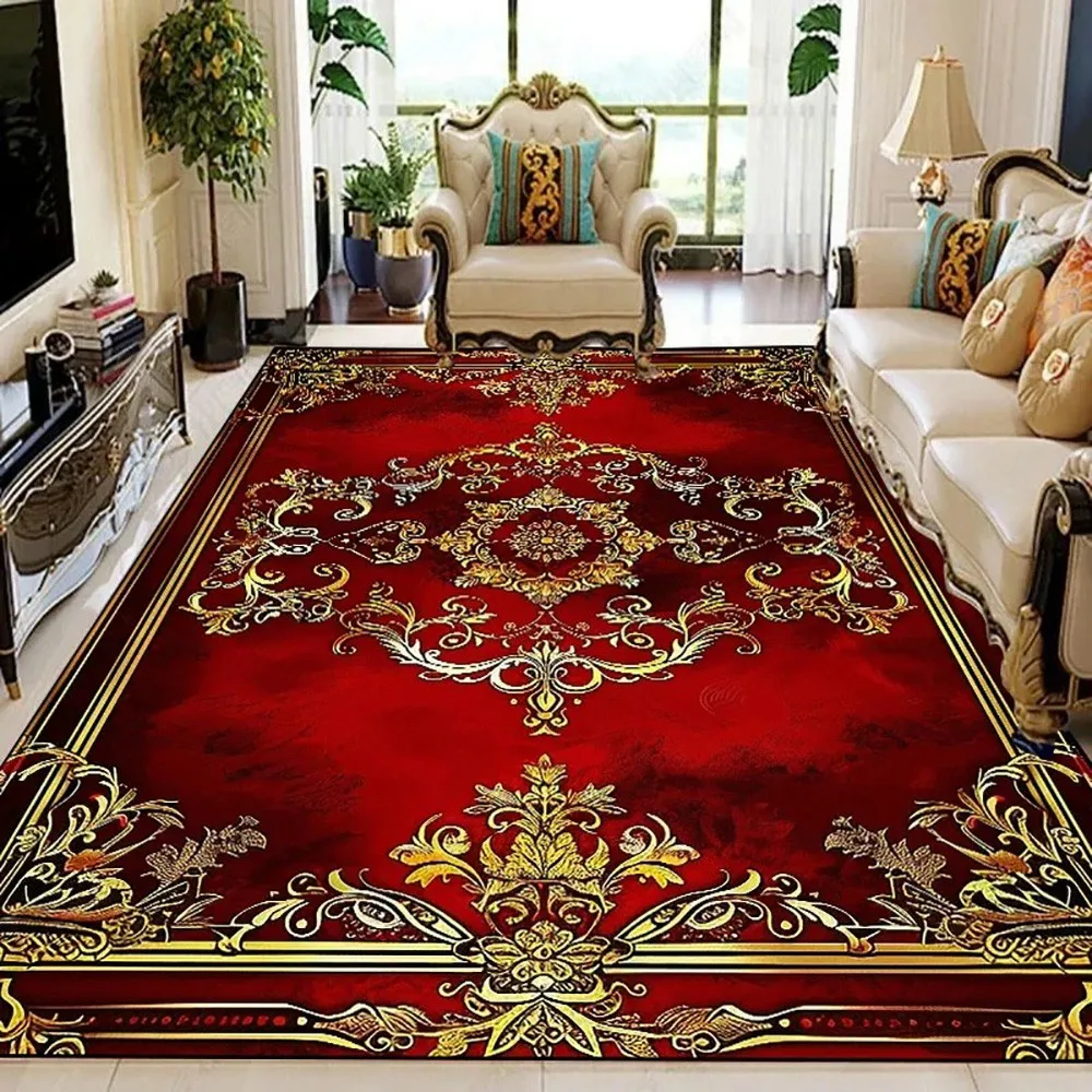 VIKAMA Flannel Carpet Boho Persian Vintage Mat Coffee Table Sofa Bedroom Mat Living Room Blanket Large Rug Washable Home Decor