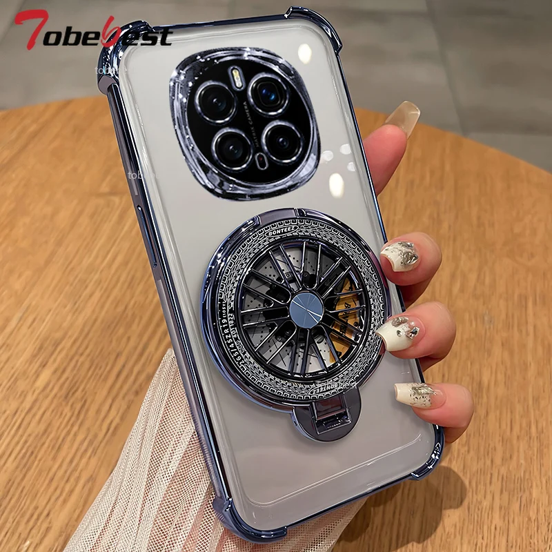 Clear Shockproof Plating Gyro Phone Holder Case