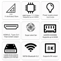 2023 New Gaming Mini Computer AMD Ryzen 9 5900HX 7 7730U Windows 11 DDR4 3200MHz NVMe Mini Desktop PC NUC 3x4K HTPC WiFi6 BT5.2 2