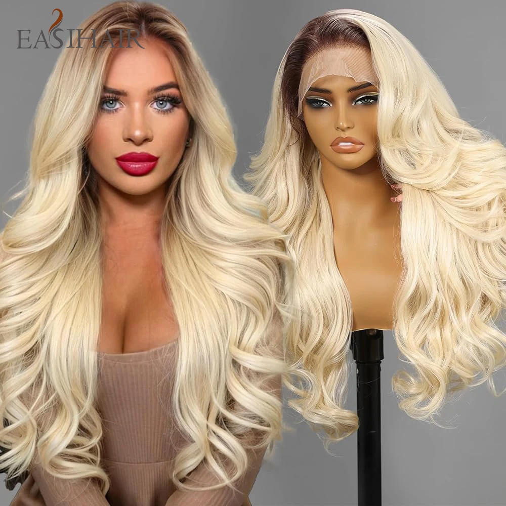 13*6 Lace Front Synthetic Wigs for Women 26 Inch Long Wavy Curly Blonde Wigs With Baby Hair Natural Hairline Free Part