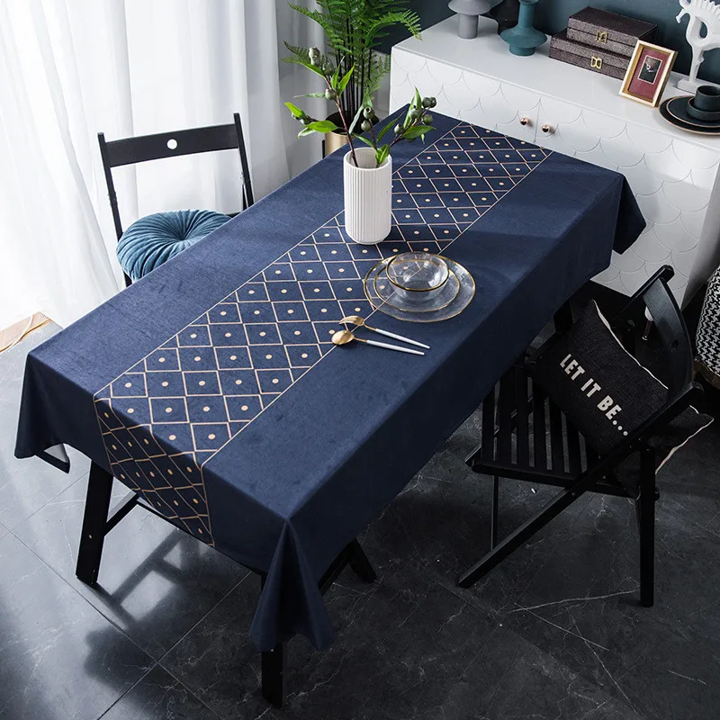 

Goud Europese Stijl Tafelkleed Blauw Suede Tafelkleed Rechthoek Woonkamer Koffietafel Stofkap Doek Waterdicht Tafel Mat