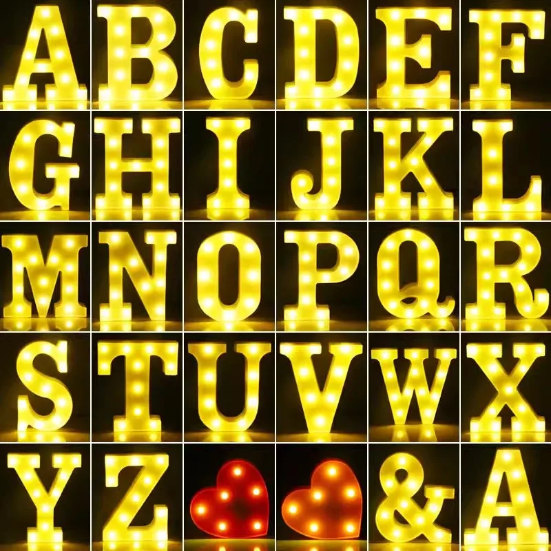 LED Letter Light Alphabet Letter LED Lights Luminous Number Lamp Decor Battery Night Light For Home Wedding Birthday Christmas Party Decoration
