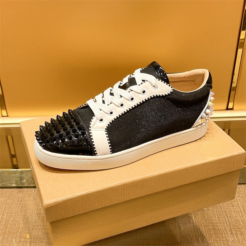 2019 Luxury Sneaker Studded Spikes Men Trainers Red Bottom Shoes Top  Quality Grey New Designer Brand Flats 100% Genuine Leather for Us 5-12 -  China Shoe and Shoes price