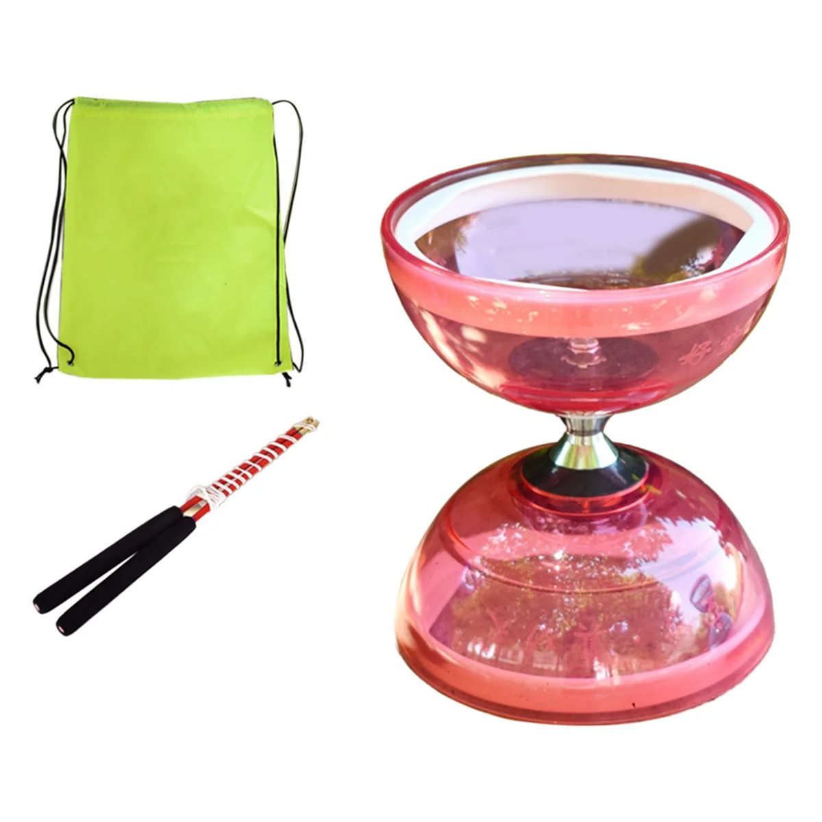 A72I Diabolo Yoyo Elderly People Toy Kids Juggling Fitness Set Tpu Toy for Child Bearing Classic(Red)