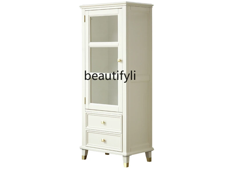 

American-Style Solid Wood Wine Cabinet Height Side Cabinet Living Room Furniture Small Bookcase Advanced Matching Furniture