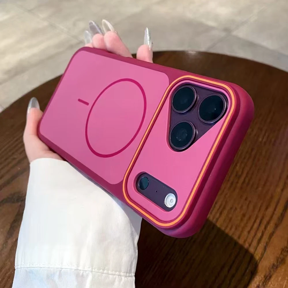 Luxury Silicone Phone Case with Color Collision Design - Shockproof & Magsafe-Compatible Cover
