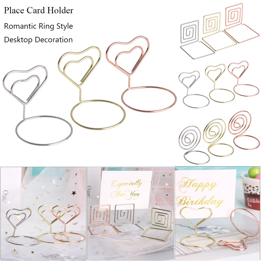 Supplies Table Numbers Holder Clamps Stand Photos Clips Love Shape Place Card 