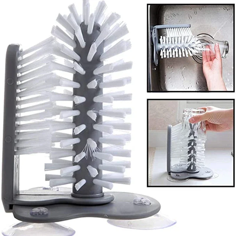 Sink Water Bottle Cleaning Brush Glass Cup Brush Goblet Mugs Cleaner Strong Suction Lazy Clean Brush Cup Glass Bar Kitchen Tools 1