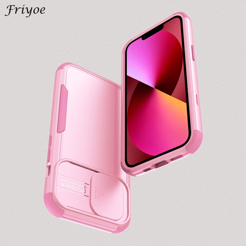

Friyoe Rugged Slide Lens Protection Case For iPhone 13 Pro Max Fashional Bling Shockproof Back Cover Coque