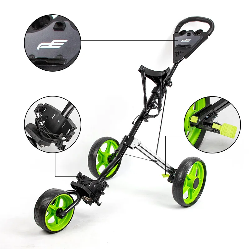 PLAYEAGLE Golf Trolley Golf Push Cart Lightweight 3 Wheels Club Push Pull Cart Pull