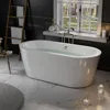 Acrylic Freestanding Bathtub Contemporary Stand Alone Soaking Tub with Overflow and Drain, , Luxury White hot tub 4