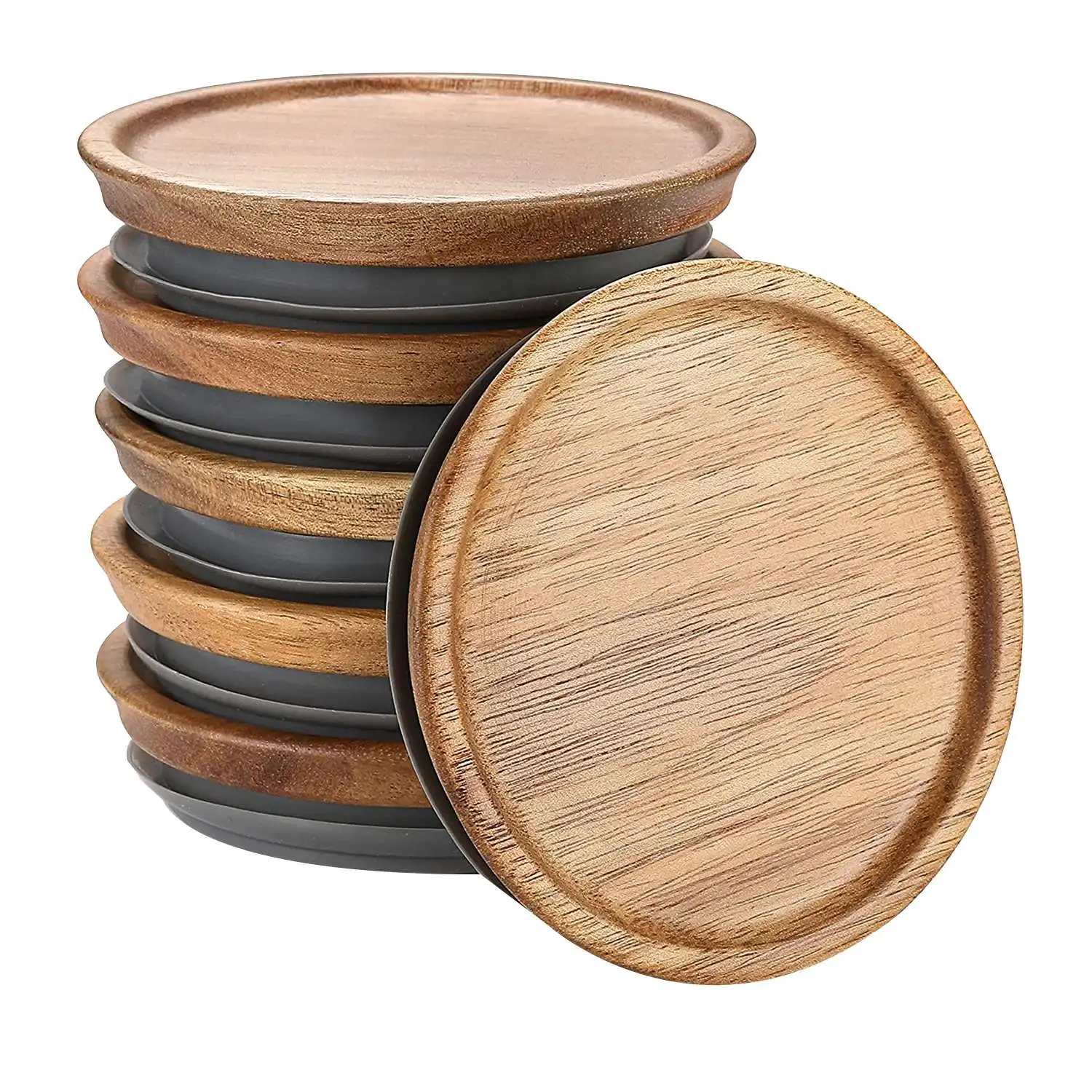 

6 Pack Wide Mouth Wooden Storage Lids Set,Wooden Lids for Ball,Kerr Jars,Food Grade Material,Airtight for Jars 89mm