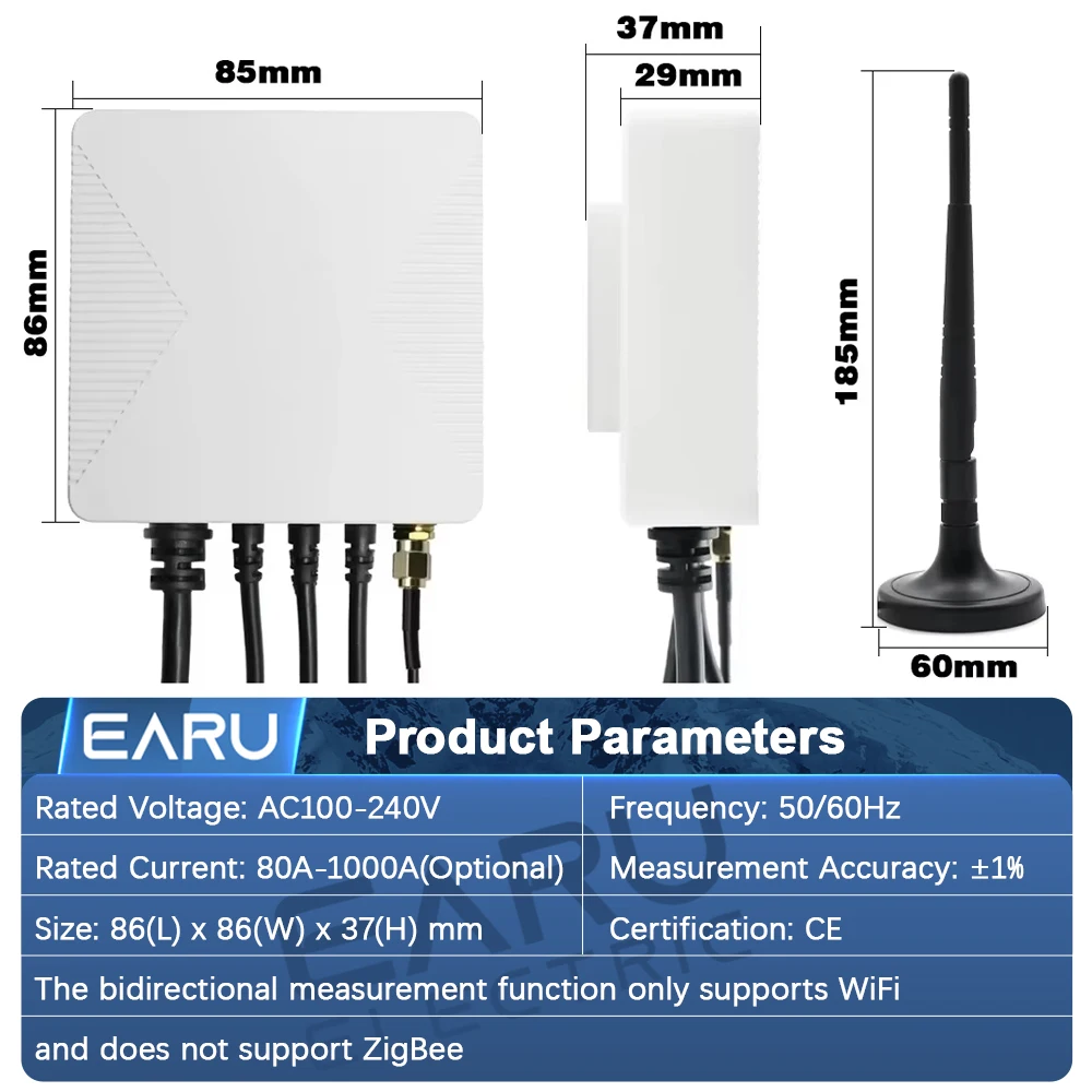 Misuratore Corrente Wifi Misuratore Di Energia WiFi Tuya Smart Life 80A - Monitora Consumi, Tensione, Potenza, Compatibile 110V-230V Monitor Smart